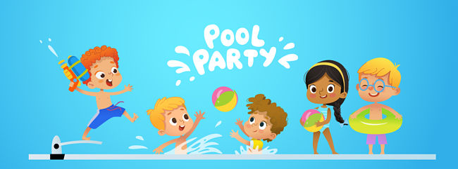 Template per inviti per festa in piscina per bambini