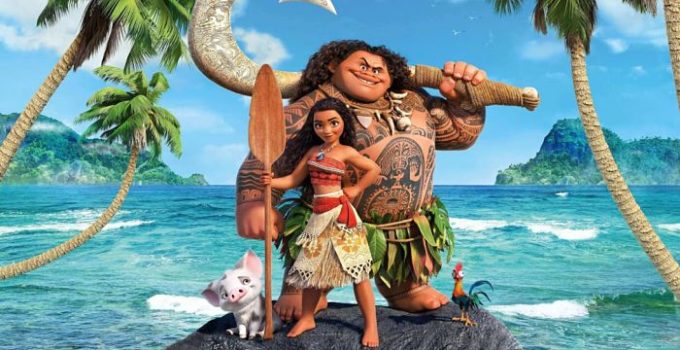 La principessa Vaiana e il semidio Maui in una scena del film d'animazione Oceania